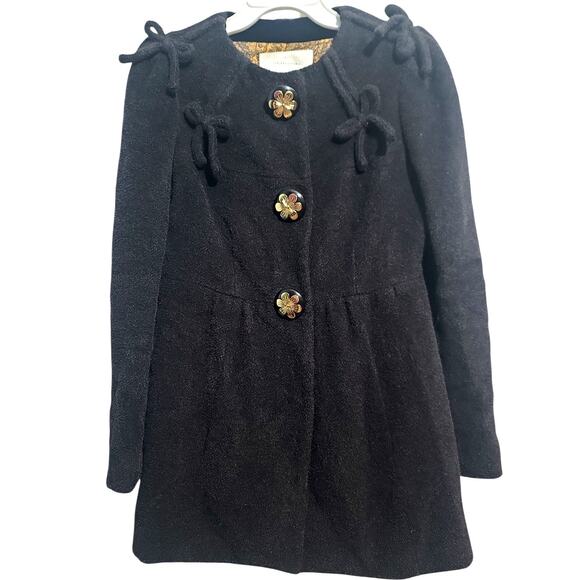 Anthropologie Leifsdottir Wool Peacoat Black Size 4 - Picture 1 of 6